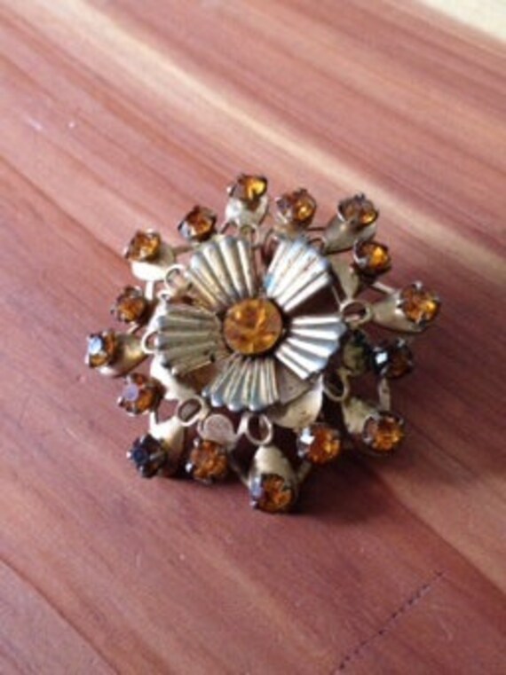 Vintage 1950's Atomic Rhinestone Brooch