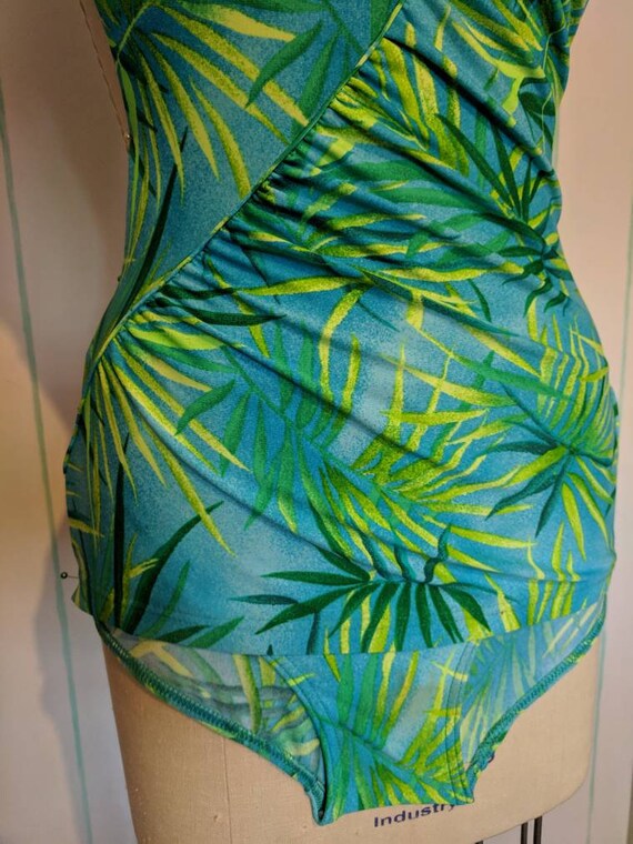 60s Palm Leaf Print Bathing Suit Size Small 6 - image 6