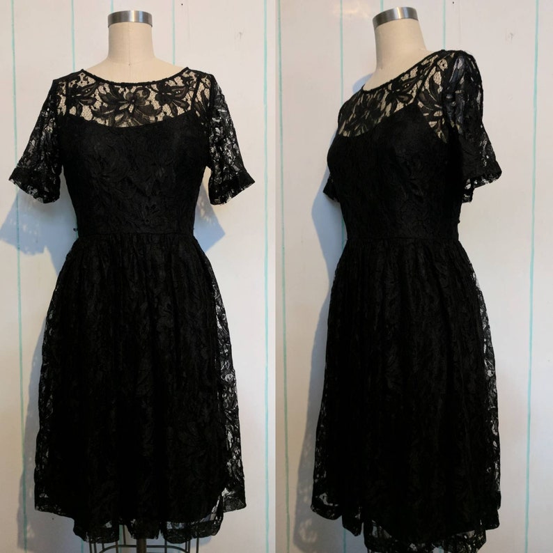 black lace 50s style dress