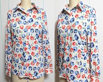 Patriotic Floral Button up Shirt Size Medium
