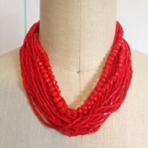 17 Red Multi strand Vintage Necklace image 1