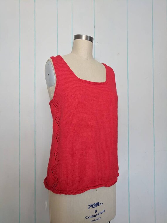 70s Red Knit Tank Size Large - image 7