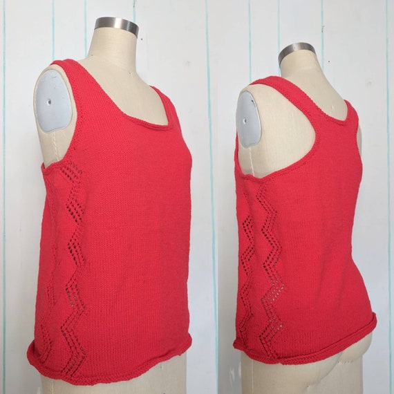 70s Red Knit Tank Size Large - image 1