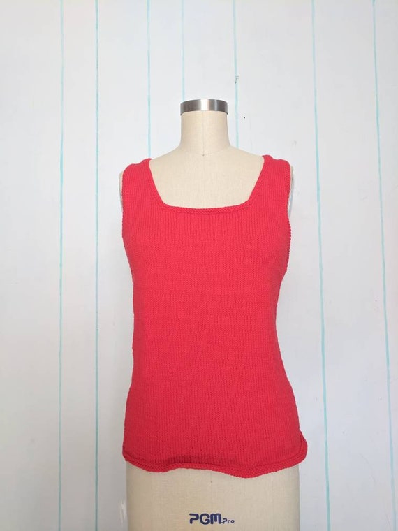 70s Red Knit Tank Size Large - image 9