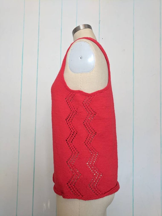 70s Red Knit Tank Size Large - image 5