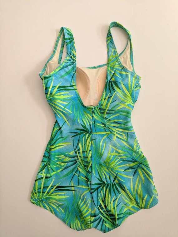 60s Palm Leaf Print Bathing Suit Size Small 6 - image 7