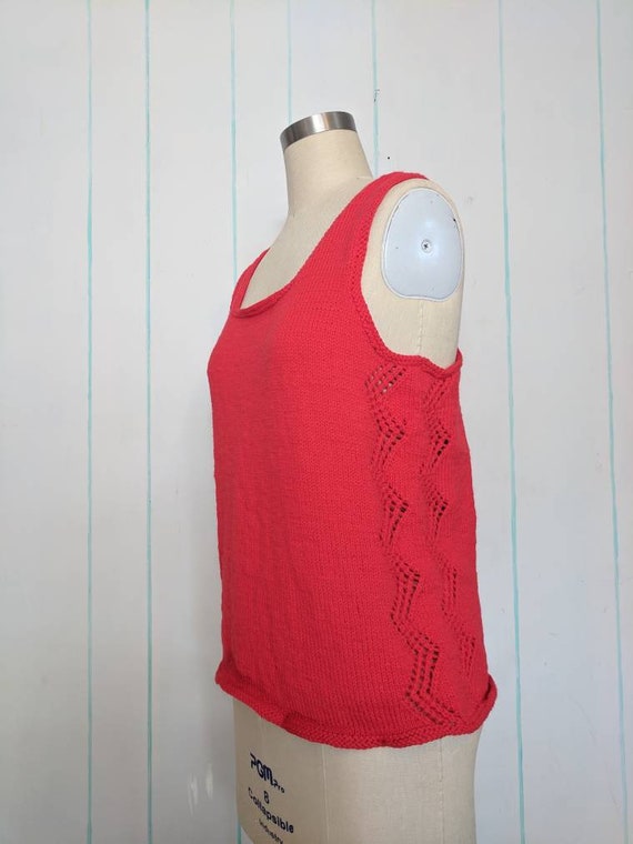 70s Red Knit Tank Size Large - image 4