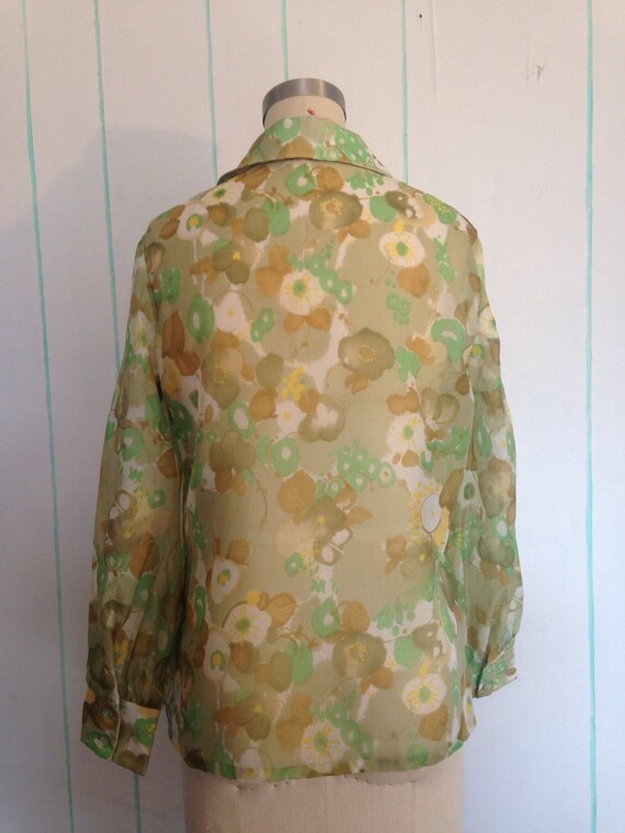 Green Floral Shear Shirt - image 3