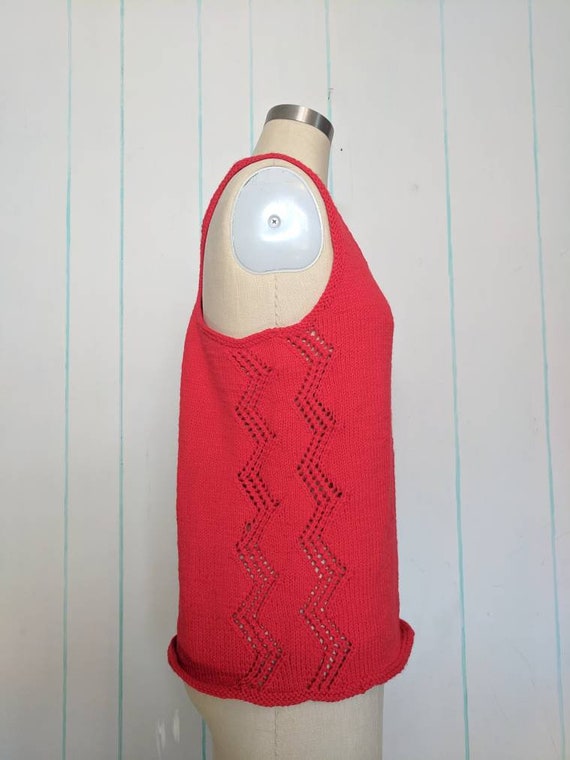 70s Red Knit Tank Size Large - image 6