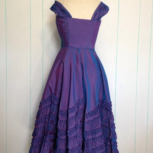 Handmade Ruffled Purple Evening Gown Size 7 image 3