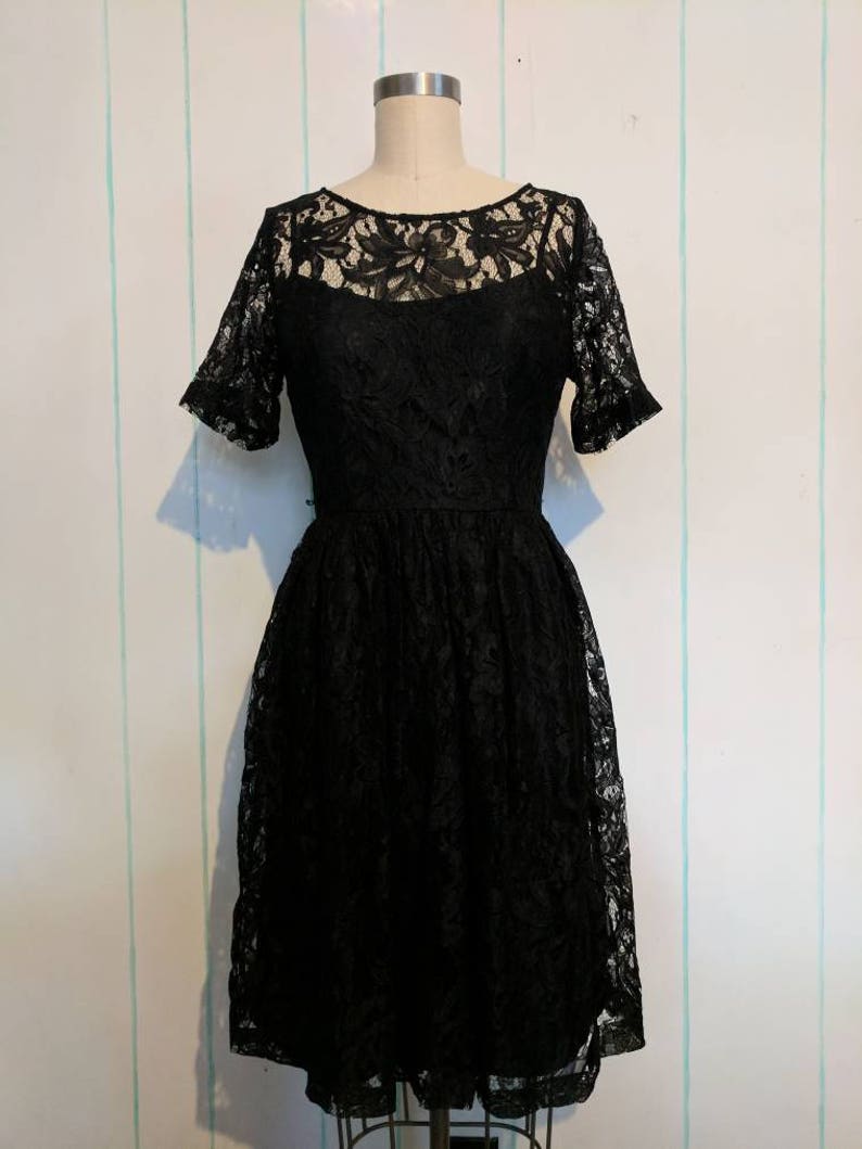 black lace 50s style dress