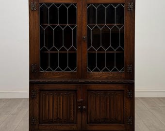 Antique 20th Century Carved Oak Display Cabinet ( AF-5735 )