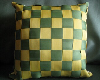 Two-Tone Ribbon Woven Pillow