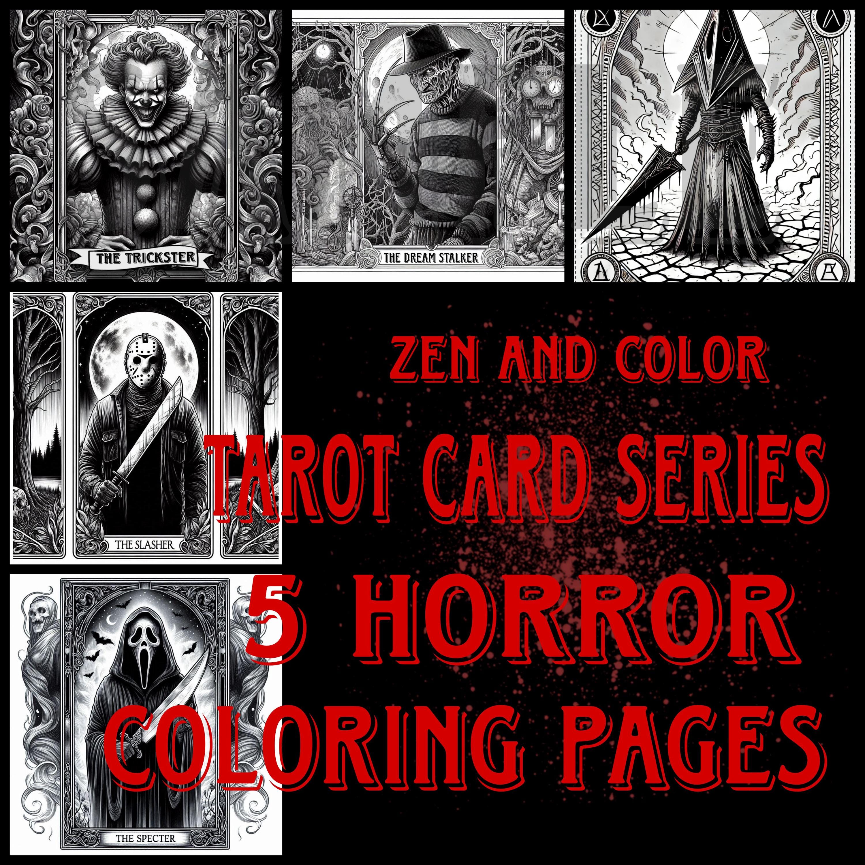 Horror Tarot Card Coloring Pages Digital Printable Designs for All Ages ...