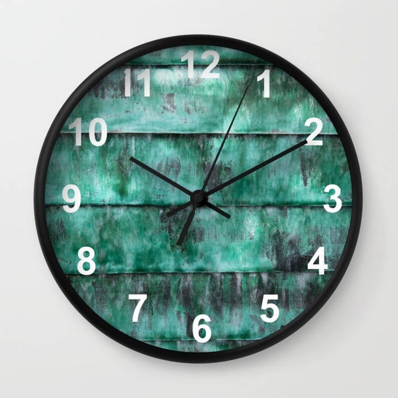 Turquoise clock teal wall art for time management abstract Etsy