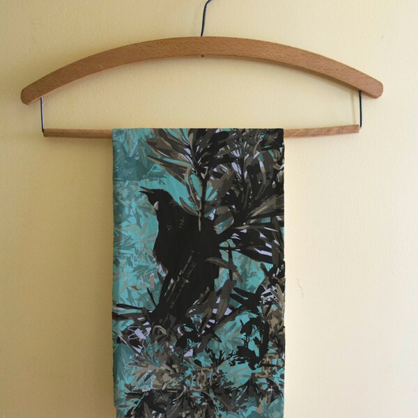 New Zealand Tui bird kitchen tea towel, bird kitchen decor, tui bird photography, pohutakawa tree, bird art, new zealand bird, NZ bird towel