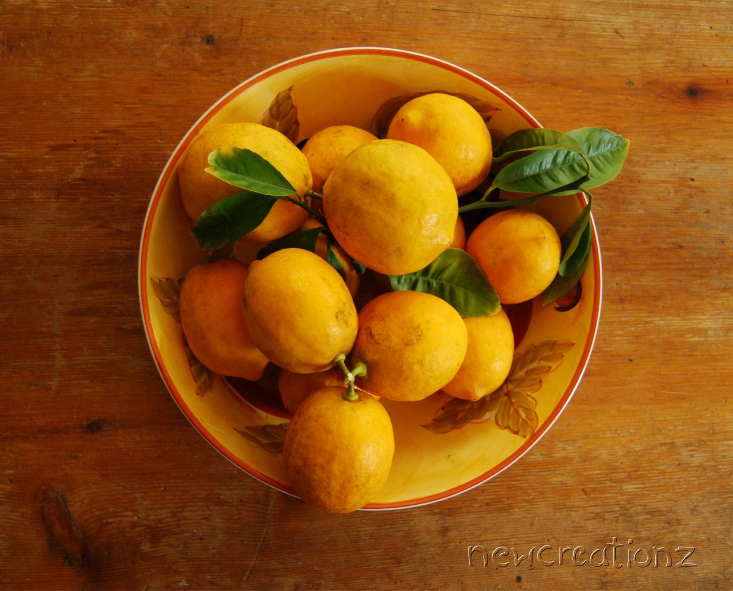 Lemons in bowl print yellow citrus fruit still life Etsy