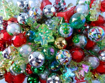 Beading Supplies Mixed Christmas Beads • Mega Mix for Christmas Crafts • Acrylic & Resin Bead in Bulk • Bead Soup Super Mix • Christmas Bead
