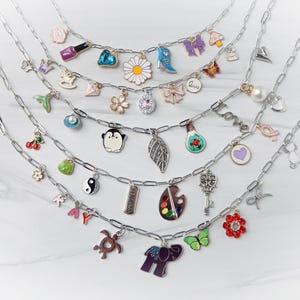 Build Your Own Custom Charm Necklace • Silver Charm Necklace • Customizable Charm Necklace • Vintage Charm Necklace • Multi Charm Necklace