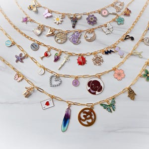 Build Your Own Custom Charm Necklace • Gold Charm Necklace • Customizable Charm Necklace • Vintage Charm Necklace • Multi Charm Necklace