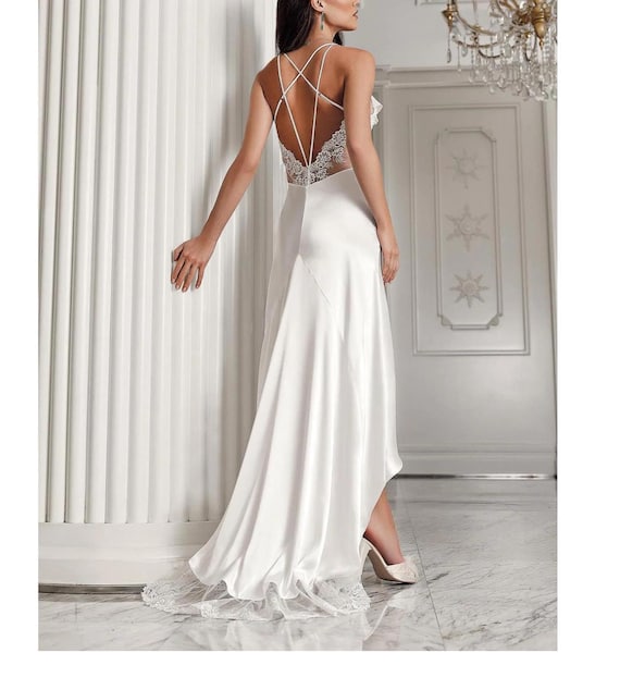 ecru satin dress Nelma - Dress - Ecru