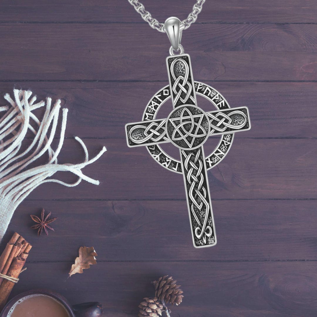 Celtic Knot Cross Necklace 925 Sterling Silver Celtic Trinity Jewelry ...