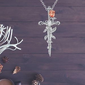 Sword Cross Necklace For Women 925 Sterling Silver Rose Medieval Sword Cross Necklace For Women