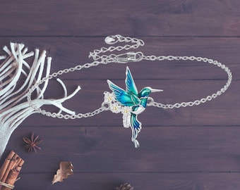 Sterling Silver Hummingbird Bracelet For Women 7 inch plus 2 inch Extender Bird Daisy Flowers Bracelet