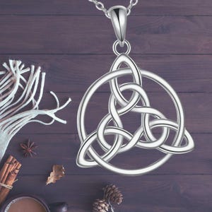 Celtic Knot Necklace 925 Sterling Silver Celtic Trinity Good Luck Jewelry For Men And Women