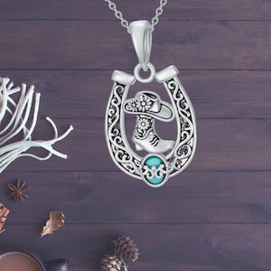 Horseshoe Cowgirl Necklace 925 Sterling Silver Horseshoe Jewelry For Women