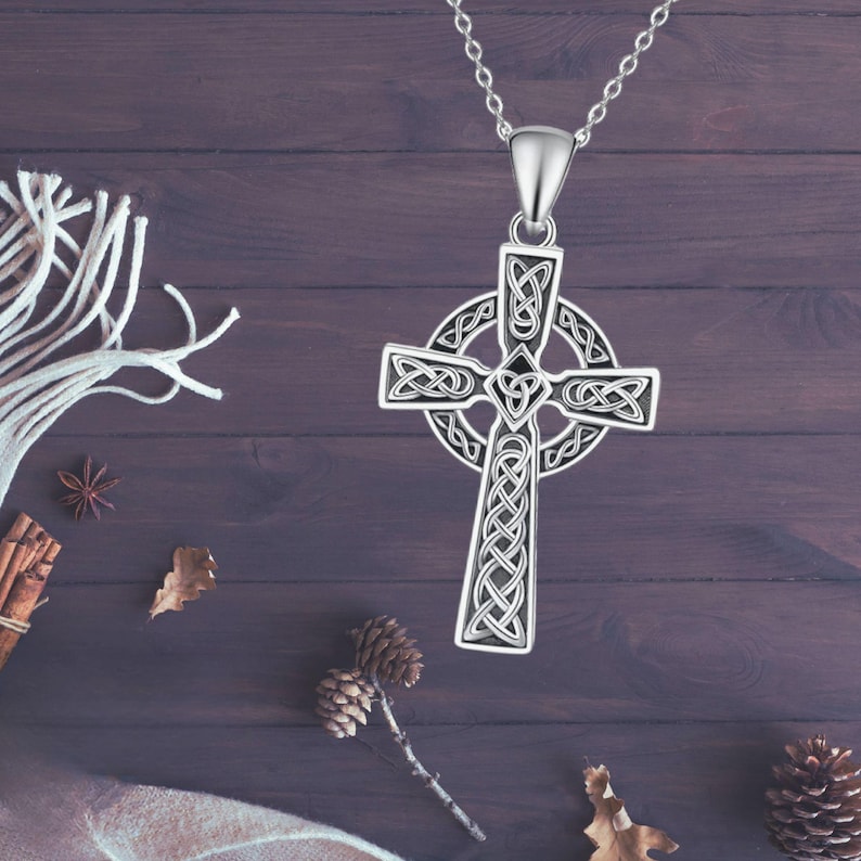Celtic Knot Cross Necklace 925 Sterling Silver Celtic Trinity Jewelry ...