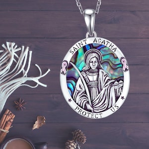 Collier sainte Agathe en argent sterling 925, médaille protectrice, sainte patronne, bijoux pour femme