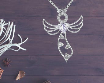 Guardian Angel Necklace 925 Sterling Silver Angel Wings Necklace For Women Girls