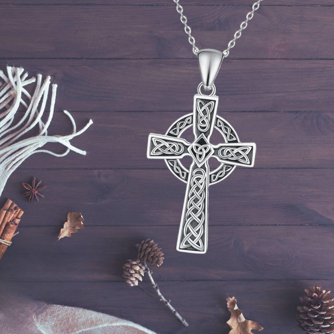 Celtic Knot Cross Necklace 925 Sterling Silver Celtic Trinity Jewelry ...
