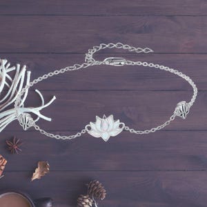 Lotus Flower Bracelet for Women 925 Sterling Silver Lotus Opal Link Bracelet