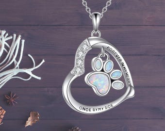 Sterling Silver Dog Paw Print Heart Necklace: Pet Lover Jewelry 3/4" - Etsy