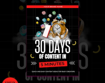 30 Tage Social Media Content in 5 Minuten |Social Media | Digitaler Download | Ebook | PLR | Inhalt| DFY | Content-Methoden | Inhalt Ideen