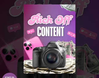 Rich Off Content, Ebook Cover Template, Monetize Social Media, PLR Creator Guide, Branding for Creators, Instant Download, Content Template
