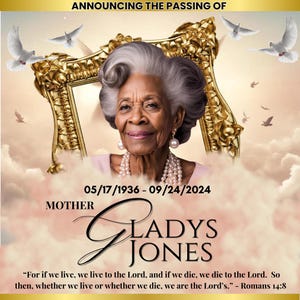 Memorial Funeral Announcement Flyer, Funeral Announcement Template, Funeral Invite Invitation, Rest In Peace Editable Flyer Editable