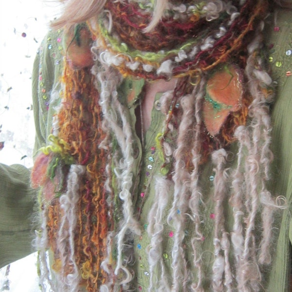 stricken Schal rustikale weichen HANDGESTRICKTER Schal aus dem Wald - frosted Forest lady