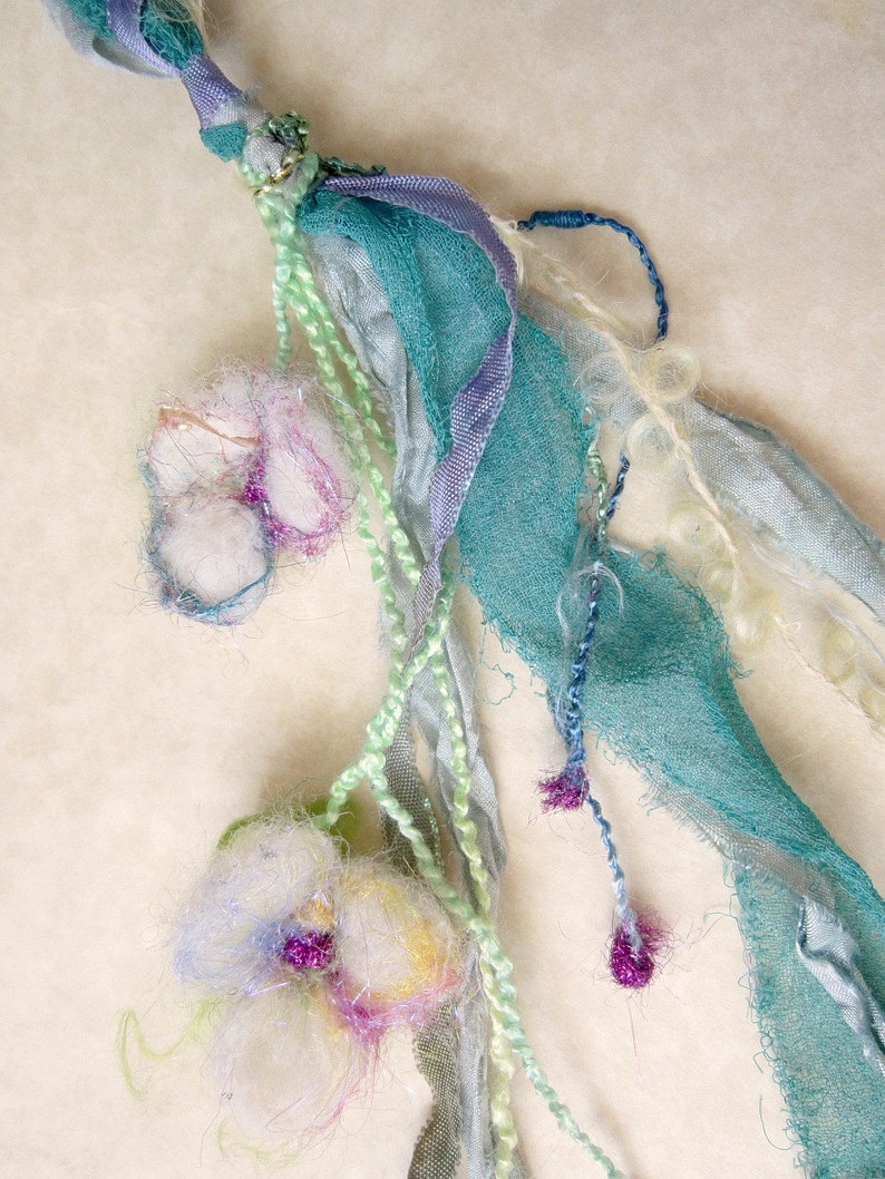 silky adornment/scarf/lariat from the enchanted forest dreaming of sparkling meadow flowers image 4