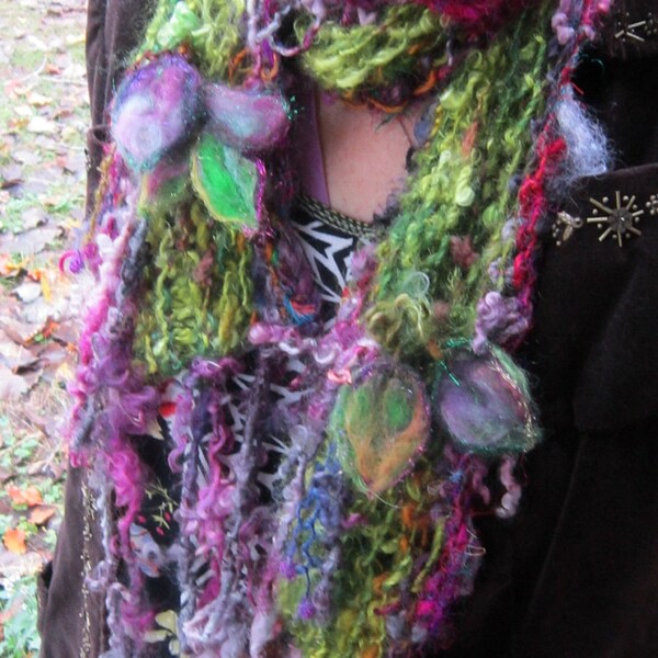 knit scarf rustic soft handknit scarf  from the forest - forest enchantress