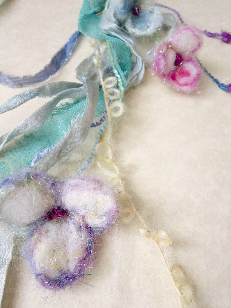 silky adornment/scarf/lariat from the enchanted forest dreaming of sparkling meadow flowers image 5