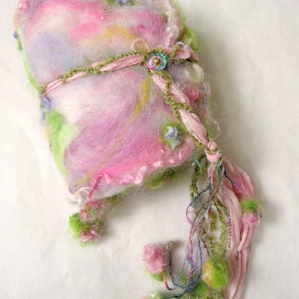 felted wool journal art book  - enchanted forest art diary - rose diary