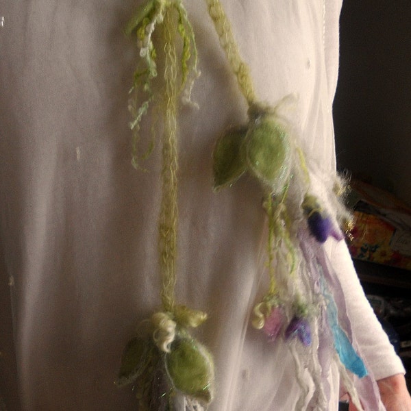 woodland faerie flower garland scarf long lariat from the enchanted forest - gossamer springtime faerie adornment