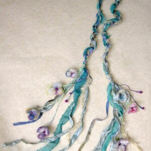 silky adornment/scarf/lariat from the enchanted forest dreaming of sparkling meadow flowers image 3