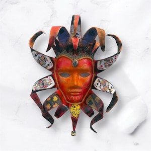 Venetian Mask | Fortune&#39;s Fool Jester | Wall Decor | Handmade | Masquerade Mask | Ornamental.