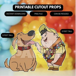 Recorte de Up Russell, decoración de Up, perro cavado, decoración de fiesta de Up, fiesta de cumpleaños, accesorio de pie, descarga digital PNG