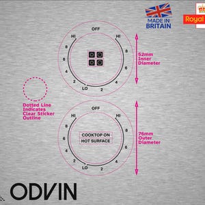 2 Dials Lo-med-hi AC/CCW Cooktop Burner Adhesive Label Black Print Clear Back For Samsung - Knob Switch Oven Stickers Replacement Gas Stove