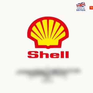 May include: A red and yellow Shell logo with the word "Shell" in red text below the logo.